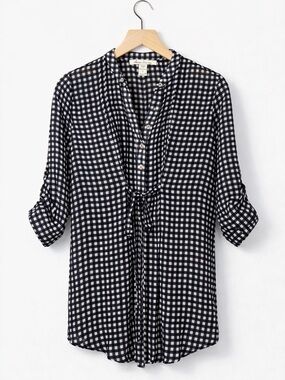 American Rag Black and White Checkered Women's Tunic Top (148)